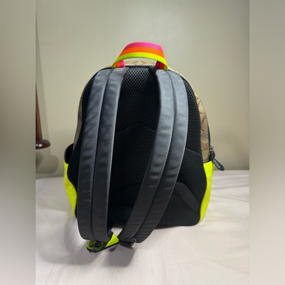 Neon Green Coach Backpack (Like New) - Picture 5 of 11